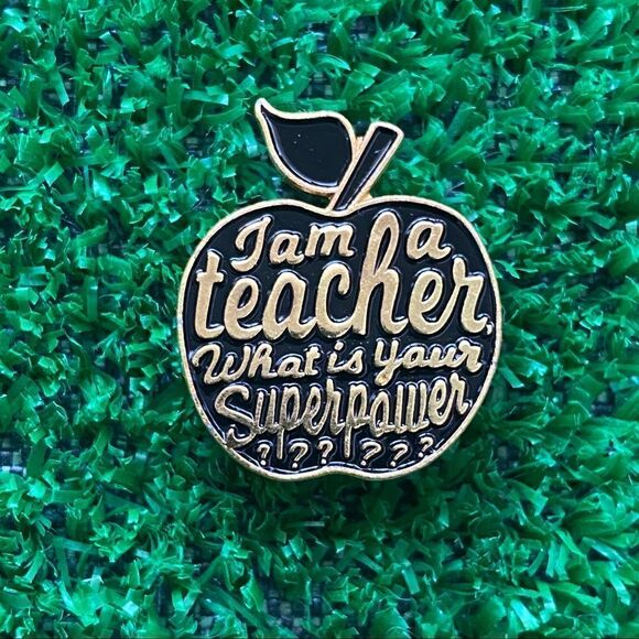 Teacher Black Apple Enamel Pin/ Brooch - Picture 6 of 6